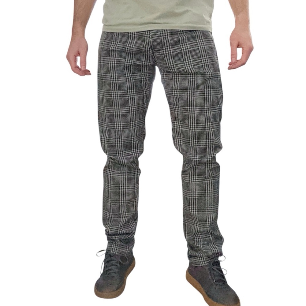 AG Jeans Men’s Tellis Slim Straight Plaid Pant Size 33x32 Black